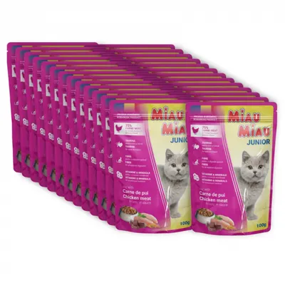 Set 24 buc x 100 gr Hrana umeda pentru pisici Miau Miau Kitten