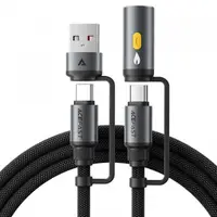 Cablu Date si Incarcare USB-C / USB-A - USB-C / Bricheta Electrica Acefast J6, 60W, 1.2m, Negru