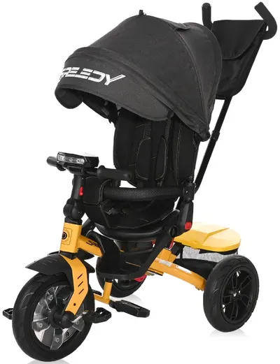 Tricicleta cu anvelope Lorelli pneumatice - Speedy, Yellow & Black