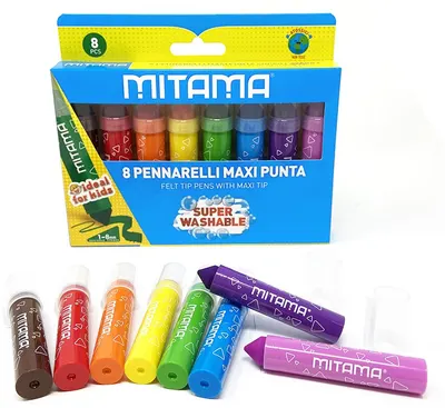 Set Carioci Mitama - Jumbo Maxi Tip, 8 culori, lavabil