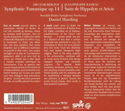 Berlioz: Symphonie Fantastique. Rameau: Suite de Hyppolyte et Aricie | Hector Berlioz, Jean Philippe Rameau, Swedish Radio Symphony Orchestra, Daniel Harding