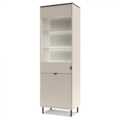 Vitrina EVO, 2 usi, geam, casmir + stejar castello, 63,4x40x194,6 cm