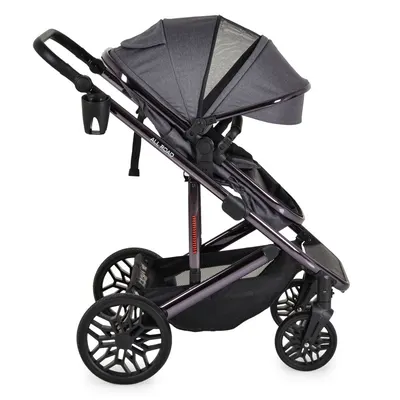 Carucior convertibil 2in1 Moni All Road Grey cu Cadru din aluminiu galvanizat,Roti rezistente cu suspensii,Spatar reglabil,Maner reglabil 6 pozitii inaltime,Copertina XXL,Husa picioare si suport pahar incluse,Pana la 4 ani