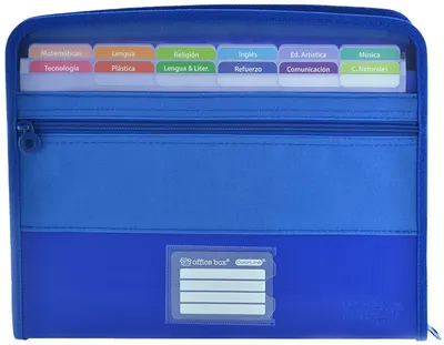 Dosar cu fermoar OfBox - A4+, 12 compartimente, sortiment