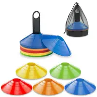 Set 50 jaloane tip con pentru antrenamente sportive, pvc flexibil multicolor, cu suport si husa transport