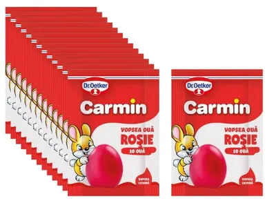 Vopsea Oua Rosie Dr. Oetker set 10 plicuri pentru 10 oua/plic , 5g plicul Carmin Vopsea lichida rosu Paste En-gross