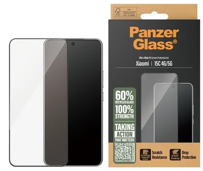 Protector de sticlă PanzerGlass - Ultra Wide Fit, Redmi 15C, transparent