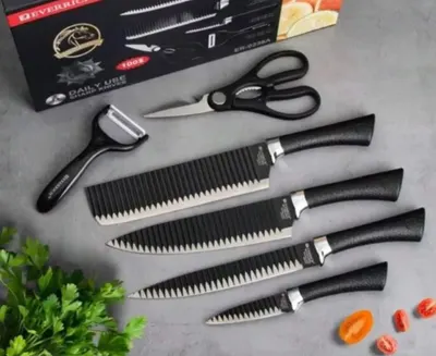 Set 6 piese cuțite de bucatarie + foarfeca + curățător legume (peeler) EN-GROSS