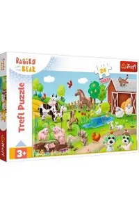 Puzzle 24 Maxi: Babies and the bear. Animale de la ferma