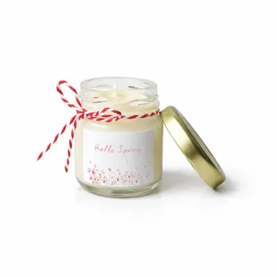 Lumânare parfumată din ceară de soia 50 g – Mărțișor “Hello Spring” - Iris Negru & Mosc