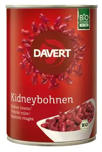 Fasole roșie organică, la conservă, 400 g, Davert