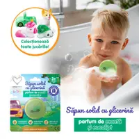 Sapun solid cu glicerina si jucarie pentru copii, parfum menta eucalipt 100g Easycare Baby