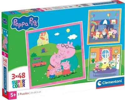 Puzzle pentru copii Clementoni din 3 x 48 piese - Purcelușul Peppa