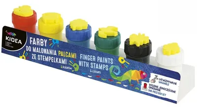 Vopsele pentru maini Kidea - 6 culori, cu stampile