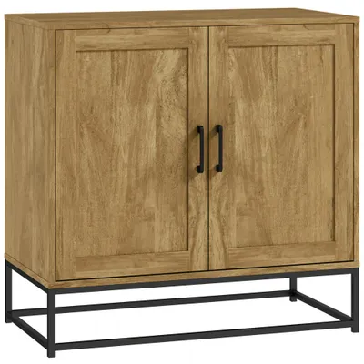 HOMCOM Bufet de Bucătărie cu 2 Nivele și Raft Reglabil, Mobilier din Pal Melaminat și Oțel, 80x40x78 cm, Lemn Natural | Aosom Romania