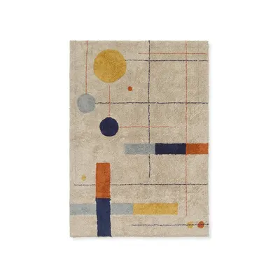Covor bej lavabil/țesut manual din bumbac 120x160 cm Geometrical Shapes – Lorena Canals