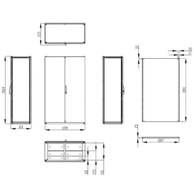 Dulap inseriabil cu 2 usi IP55 I=2000 L=1200 A=600 mm