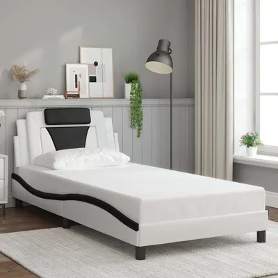 vidaXL Cadru de pat Viana fără saltea alb și negru 100x200cm piele artificială