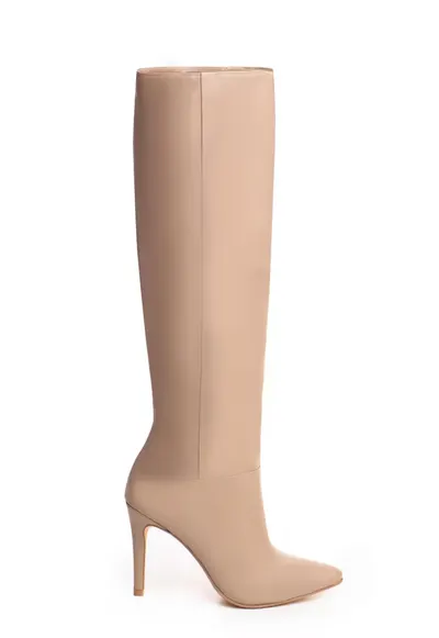 Cizme Savanna Shade cu toc inalt - piele naturala de culoare grej
