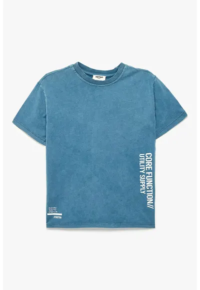Tricou cu aspect prespalat - Albastru petrol