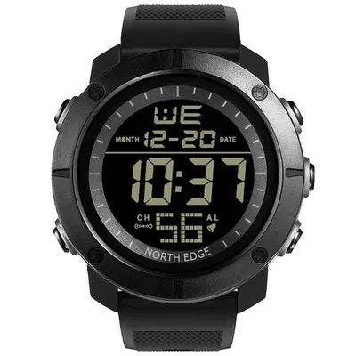 Ceas Digital NORTH EDGE TANK, Dual Time, Cronometru, Countdown, 50M, Negru