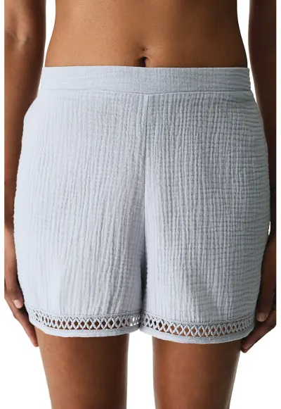 Pantaloni scurti de bumbac - Albastru pastel