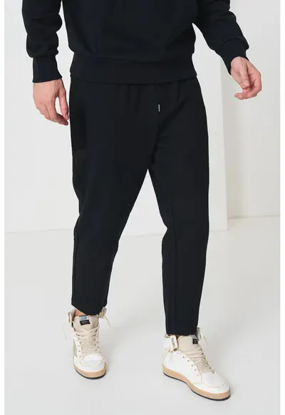 Pantaloni de trening din bumbac cu buzunare laterale - Negru