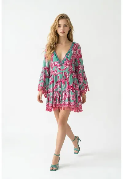 Rochie scurta din satin imprimat 2