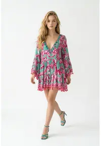 Rochie scurta din satin imprimat 2