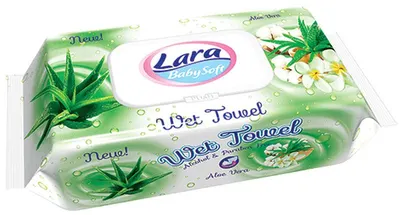 Șervețele umede cu capac Lara Baby Soft - Aloe vera, 80 buc