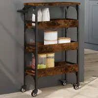 vidaXL Cărucior de bucătărie stejar fumuriu 53x20x76 cm lemn prelucrat