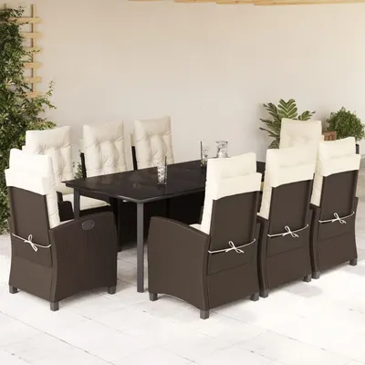 Gossi set mobilier de gradina cu perne, 9 piese, maro, poliratan