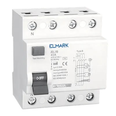 Electromag. Rccb Jel7b 10ka 4p Type B 25a/30ma