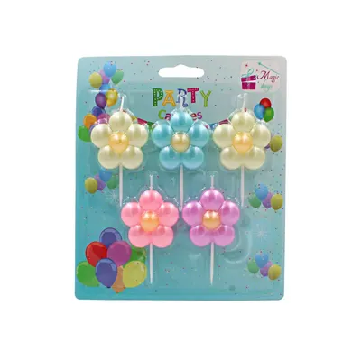 Set 5 lumânări party flori pastel