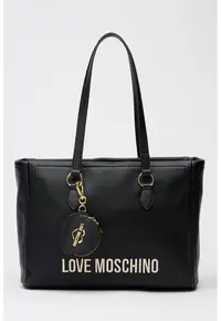 Geanta tote de piele ecologica cu logo brodat - Negru