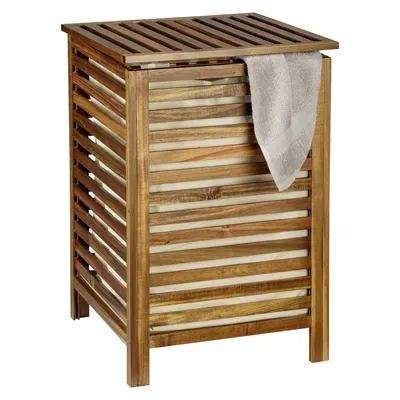 Coș de rufe în culoare naturală închisă din lemn 56 l Fondi – Wenko