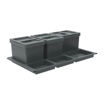 Coș de gunoi gri pentru reciclare/ încorporat 3x12 l din plastic Metropolis Flip-up – Elletipi