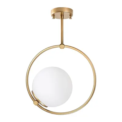 Plafonieră albă/alămie cu abajur din sticlă 39x26 cm Dolunay – Opviq lights