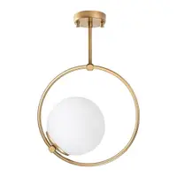 Plafonieră albă/alămie cu abajur din sticlă 39x26 cm Dolunay – Opviq lights