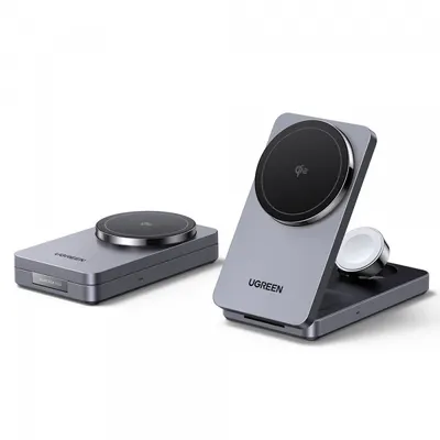 Incarcator Retea Wireless UGREEN W707 3in1, 25W, 1.67A, Gri