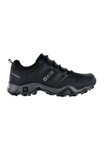 Pantofi sport low-cut cu insertii din piele ecologica - Negru