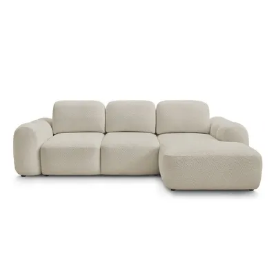 Colțar bej extensibil/cu spațiu de depozitare cu tapițerie din țesătură bouclé (cu colț pe partea dreaptă/cu șezlong) Montaigne – Bobochic Paris