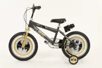 Bicicleta copii Toimsa Batman 16 inch, cu roti ajutatoare si sticluta de apa cu suport, de la 5 ani, inaltimea 110-120 cm, scaun si ghidon reglabile pe inaltime, scut frontal