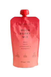 Piure pasteurizat din fructe cu mere piersici capsuni si zmeura, 180g, Nutrino Lab