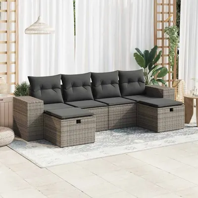 Gossi set mobilier gradina cu perne, 6 piese, gri, poliratan