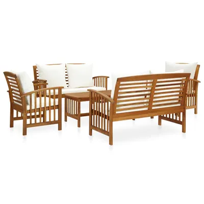 vidaXL Set mobilier de grădină cu perne, 5 piese, lemn masiv acacia