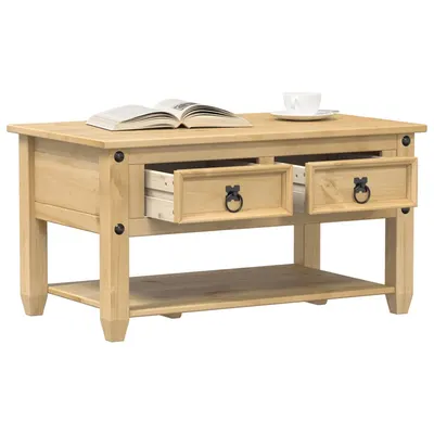 vidaXL Măsuță de cafea cu sertare Corona, 85x50x45 cm, lemn masiv pin
