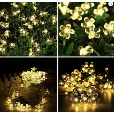 Instalatie Solara pentru Gradina - Flori de Cires cu 50 LED-uri, Alb Cald