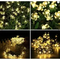 Instalatie Solara pentru Gradina - Flori de Cires cu 50 LED-uri, Alb Cald