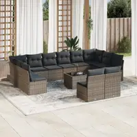 Gossi set mobilier de gradina cu perne, 13 piese, gri, poliratan
